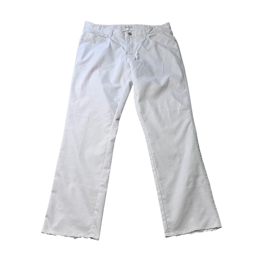 Peter Millar Mens 35x30 5-Pocket Pants Off-White Raw Hem Straight Twill Trousers